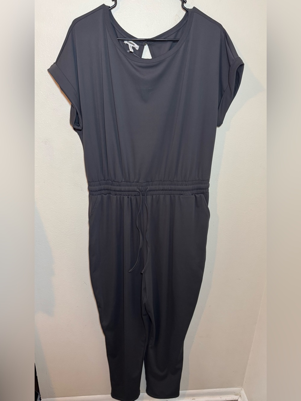 Maurices Black Short-Sleeve Drawstring One-Piece